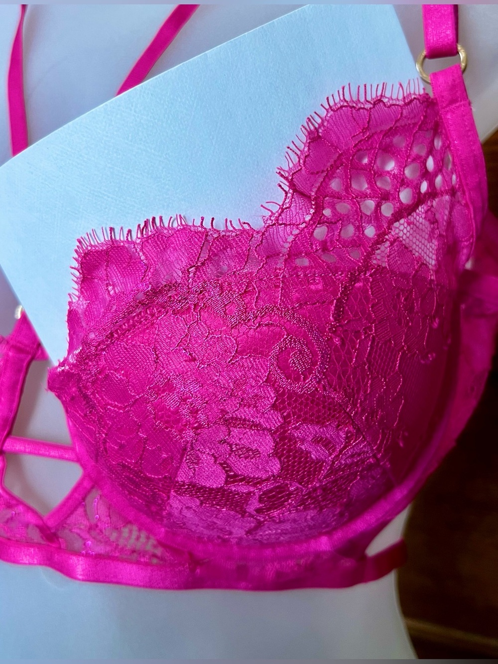 Honey Birdette Fuchsia Lace Strappy Underwire Bra - Picture 3 of 8